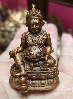 黄财神/赞巴拉/藏巴拉/五色财神/5cm紫铜佛像梵天佛堂供奉摆件