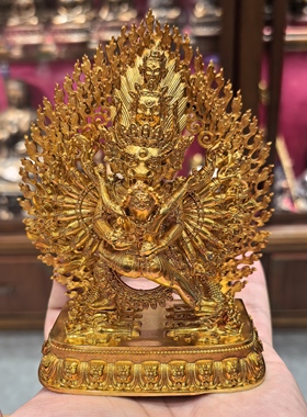 大威德金刚/独雄/大威德/独勇大威德/12cm金铜佛像梵天造像摆件