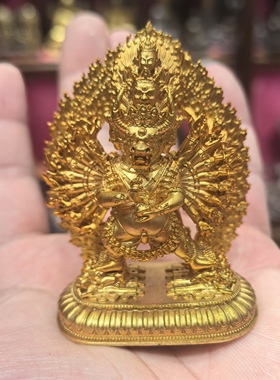 独雄/独勇大威德/大威德/大威德金刚/6cm金铜佛像梵天造像摆件