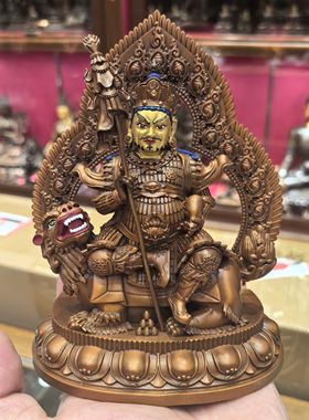财宝天王/毗沙门/财宝大将/多闻天王/15cm紫铜佛像护法财神摆件