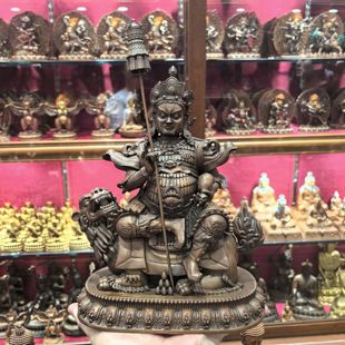 财宝天王/毗沙门/财宝大将/多闻天王/24cm红铜佛像护法财神摆件