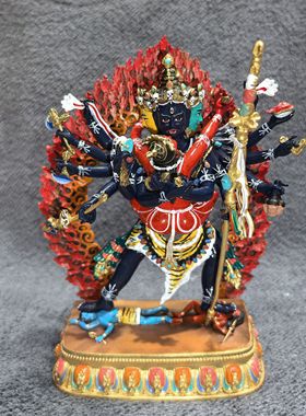 胜乐金刚/上乐金刚/德穆钦格/12cm紫铜彩绘佛像摆件/独雄/大威德