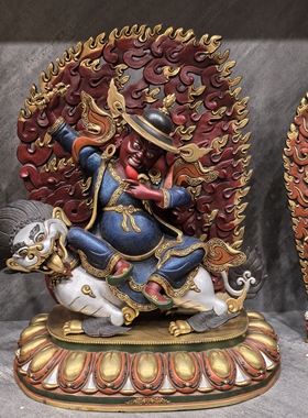 单坚护法/丹坚护法/单坚多杰列巴/金刚善/50cm尼泊尔鎏金老佛像