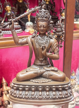 文殊菩萨/文殊/文殊师利/文殊普贤/23cm红铜佛像梵天藏传佛堂摆件