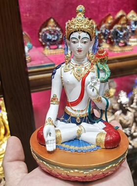 白度母/度母/卓玛/度姆/白度姆/15cm紫铜彩绘佛像梵天佛堂摆件