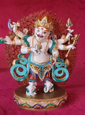 玛哈嘎拉/白六臂/白玛哈嘎拉/六臂白怙主/白怙主/12cm财神佛像