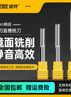 威特钨钢6mm双刃直槽铣刀密度板切割镂空开槽直刀数控雕刻机刀具