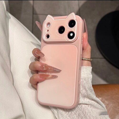 可爱立体猫耳朵适用苹果17手机壳渐变iPhone17promax保护套新款16pro秒变大视窗15少女14PM创意高级感13全包