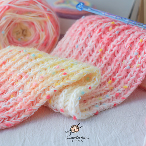 彩虹糖豆围巾diy手工材料包礼物