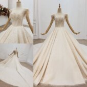 2020新款 宫廷抖音网红包肩长袖 大拖尾公主奢华新娘婚纱礼服99588