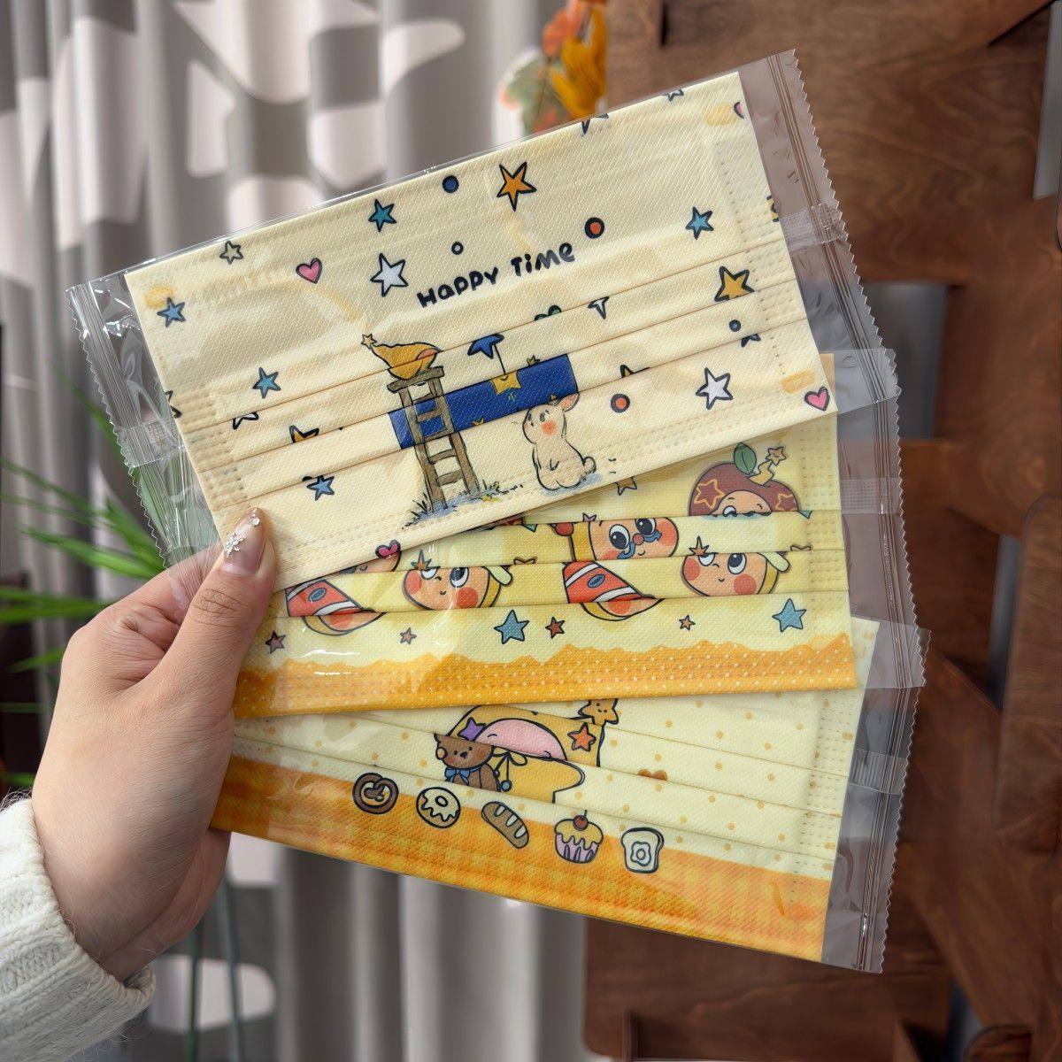 星星人口罩女高颜值可爱卡通图案显白显脸小一次性防护独立包装