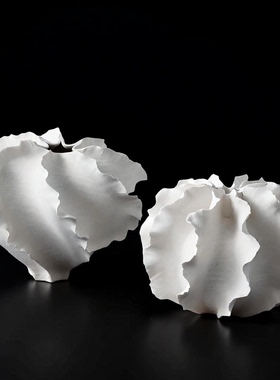 白色3D打印陶瓷花边艺术花瓶装饰