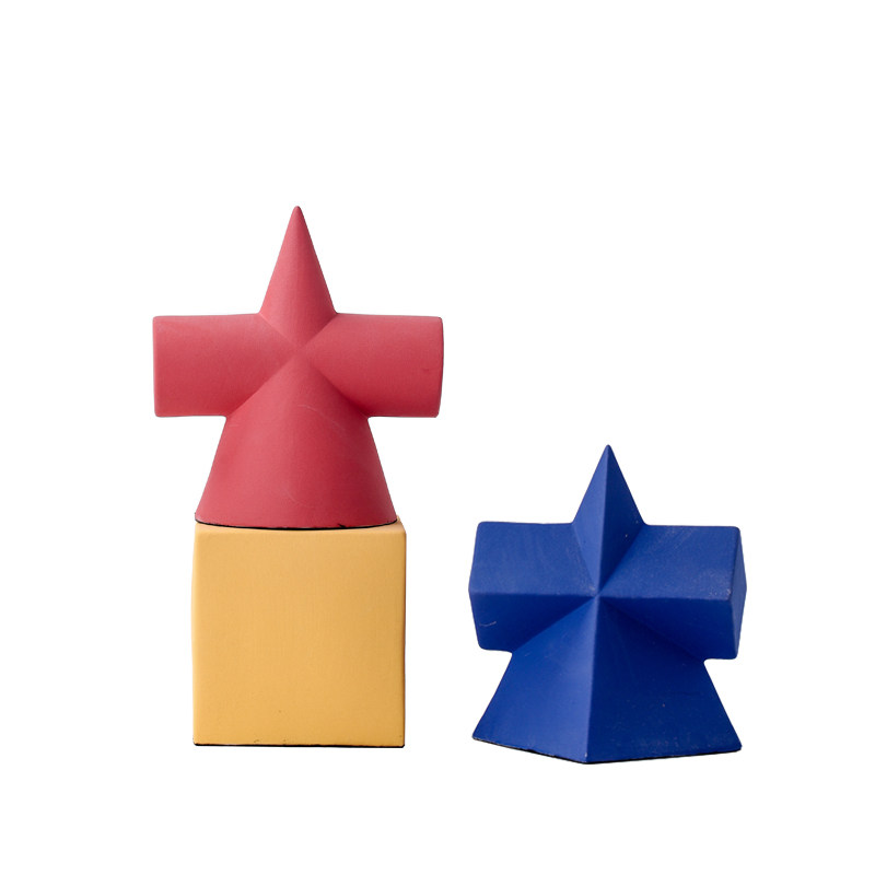 现代北欧立体几何体创意陶瓷摆件样板房间家居客厅书房彩色工艺品