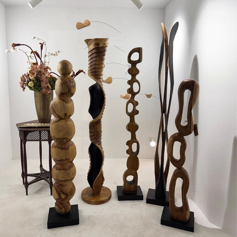 实木雕刻创意抽象落地大雕塑摆件