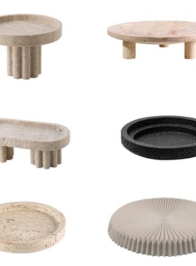 复古侘寂风树脂高脚果盘摆件装饰