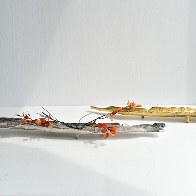 印度进口铝制金银色木棍长条托盘