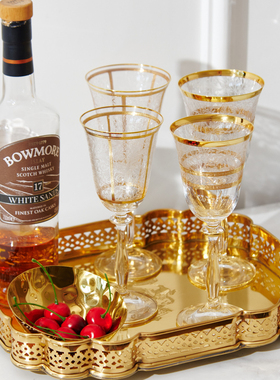 24K描金水晶玻璃高脚红酒杯