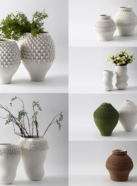 3D打印陶瓷白色花瓶摆件花器装饰