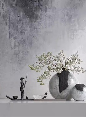 新中式复古陶瓷花瓶摆件人物装饰