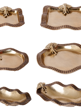 铝制复古金色收纳果盘摆件托盘