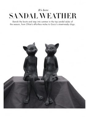 美式风复古锈色玄关动物书房摆件