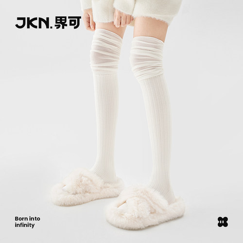 JKN过膝堆堆袜配靴子女长筒袜