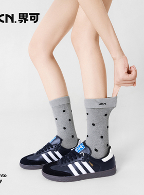 JKN灰色波点袜子女春秋中筒袜2025新款简约百搭秋冬无骨长袜棉潮