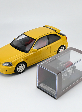 MotorHelix MH 1:18 本田 type R ek9 黄色 合金全开汽车模型成品