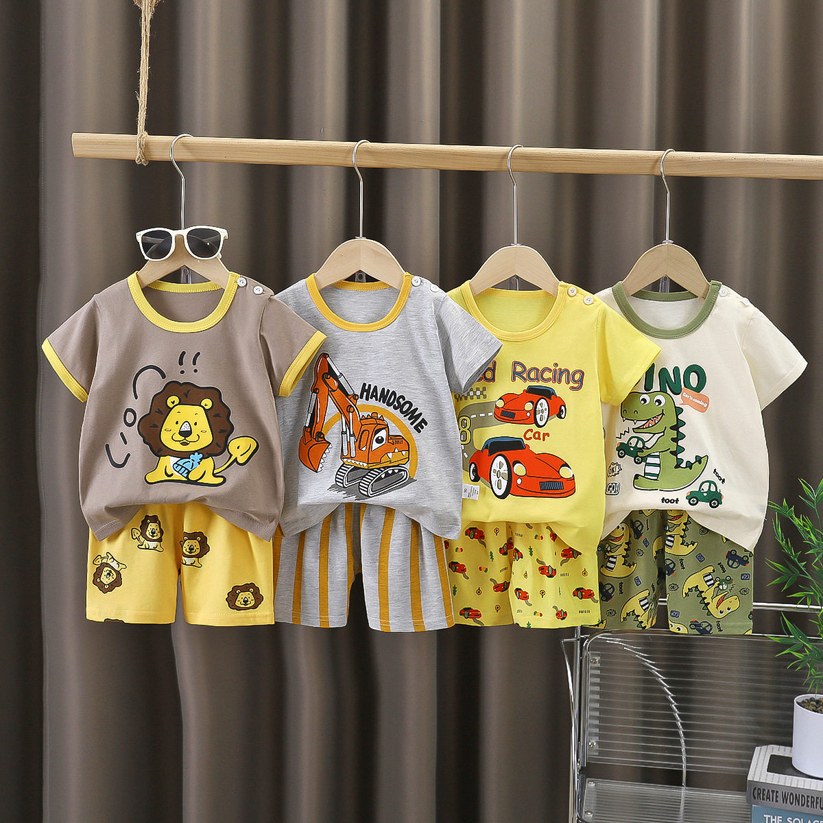 儿童短袖套装夏季纯棉男童衣服薄款新款女童t恤夏装宝宝童装