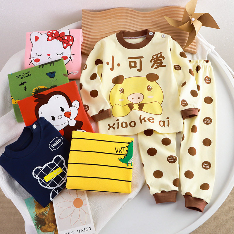 儿童秋衣秋裤纯棉婴儿打底内衣套装全棉男童衣服宝宝秋衣套春装小