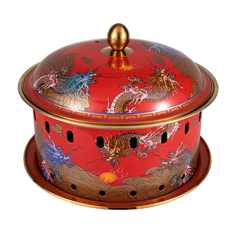 景泰蓝珐琅铜火锅酒精燃环保油御用菊花铜火锅御锅活鱼锅奶茶铜锅
