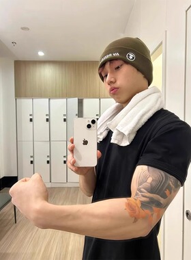 黑色正肩收袖口t恤男夏显肌肉运动短袖美式高街msgd健身服三分袖