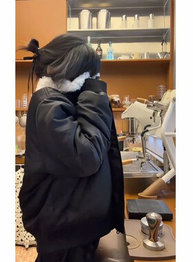 Stay the Night短款羊羔毛翻领棉服男款冬季美式bomber飞行员夹克