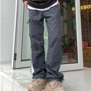 长裤 美式 户外机能可束脚抽绳直筒伞兵情侣工装 休闲裤 加绒男女同款