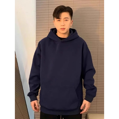 藏青色美式重磅卫衣男款秋冬