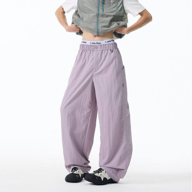 多巴胺紫色阔腿裤男夏季薄款凉感