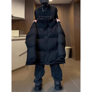 cleanfit黑色羽绒服男款冬季加厚韩系穿搭高级感面包服立领袄外套