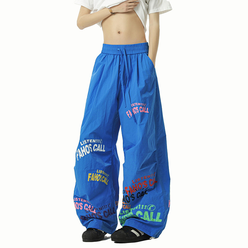 多巴胺褶皱工装伞兵裤男夏季薄款