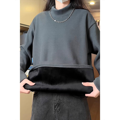 黑色半高领德绒打底衫男款秋冬