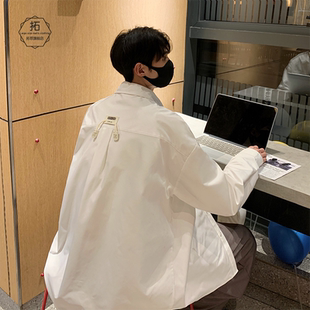 外套春秋痞帅情侣宽松衬衣 长袖 那不勒斯衬衫 男韩系潮牌高级感工装