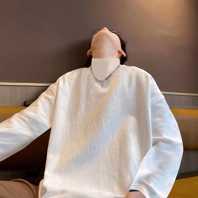 德绒半高领打底衫男春秋季小领口T恤