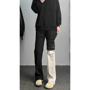 517黑色美式弯刀西裤男垂坠感高级感cleanfit裤子修身微喇卫裤