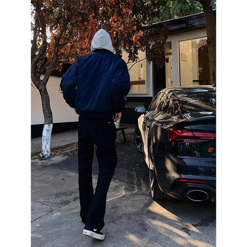 柳叶弯刀黑牛仔裤男款美式高街