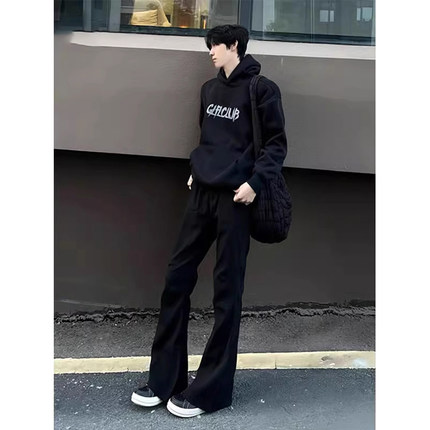 cleanfit提档版型加绒牛仔裤男款美式高街vibe裤子修身微喇弯刀裤