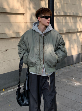 军绿色美式ma1飞行夹克外套男款春秋季加厚夹棉工装潮牌短款棉服