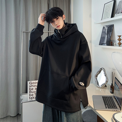 i人社恐半拉链冲锋连帽卫衣男