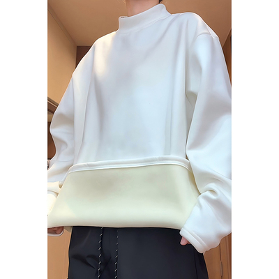 白色德绒半高领打底衫男款秋冬