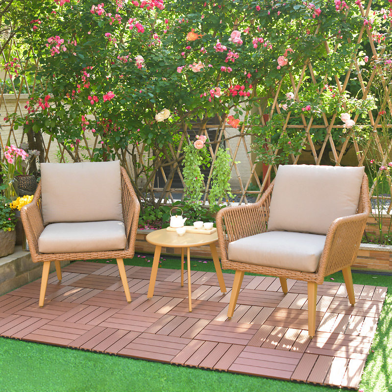 临亚阳台桌椅庭院一桌两椅套装编藤桌椅休闲藤椅组合户外茶桌椅