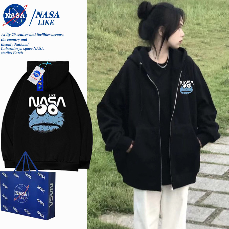 NASA春秋2023新款拉链开衫连帽卫衣女情侣装港味复古chic外套上衣使用感如何?