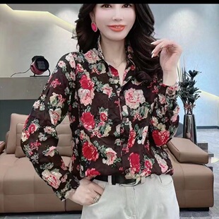 2026年春季新款轻熟风时尚碎花气质洋气女士精品衬衫花色大码打底